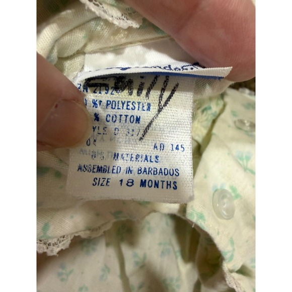 vtg polly flinders one piece jumper smocked flowers girl's 18 mos - Picture 5 of 10